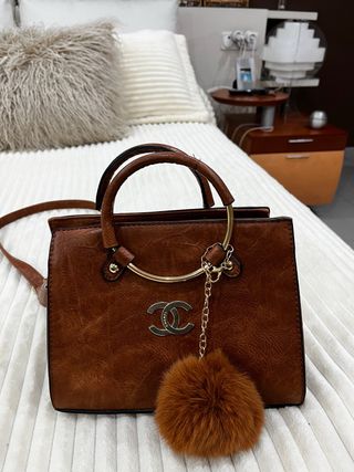Borsa a mano stile Chanel marrone