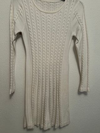 Vestido de punto trenzado blanco