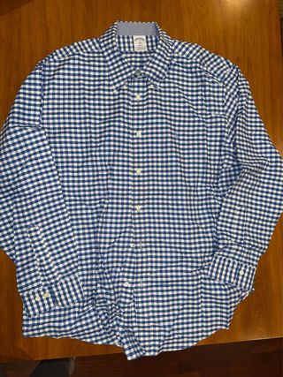 Camisa Brooks Brothers XXL Cuadros Azul/Blanco.