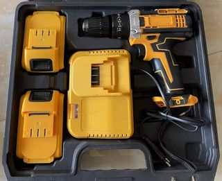 Maletín taladro percutor 21V con 2 baterías, NUEVO