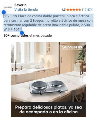 Placa de cocina doble SEVERIN portátil