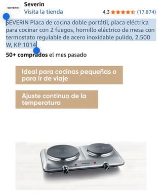 Placa de cocina doble SEVERIN portátil