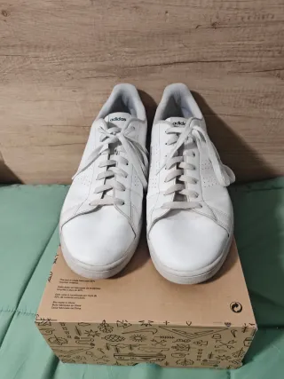 Adidas Piel Blancas Logo Verde