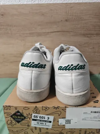 Adidas Piel Blancas Logo Verde