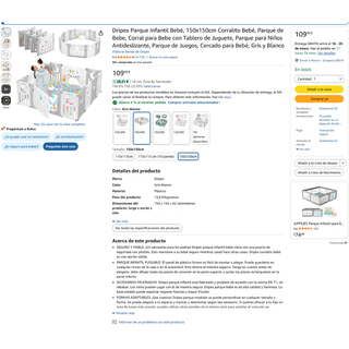Parque Bebé / Corral Infantil 150x150 Como Nuevo