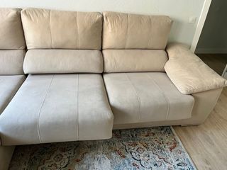 Sofá chaise longue beige tela