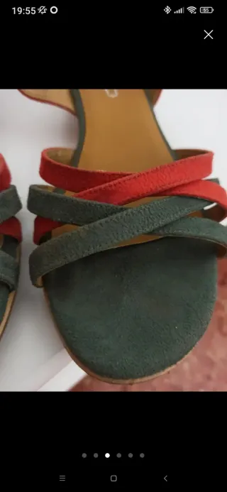 Sandalias ETIEM verde oliva y rojo