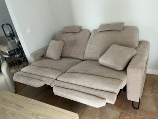 Sofá Reclinable Beige Tela