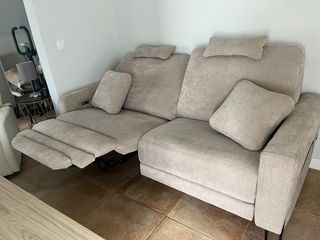 Sofá Reclinable Beige Tela