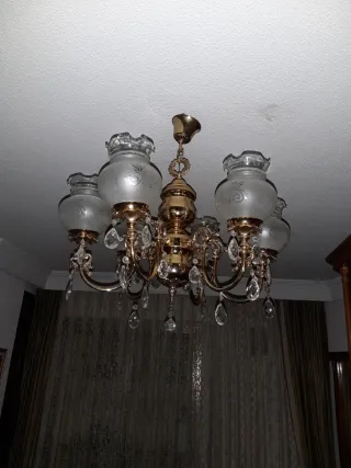 Lampara 6 brazos tulipas cristal