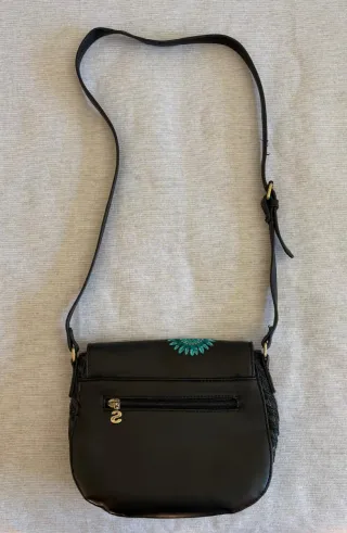 Bolso Desigual Negro Flores Bordadas