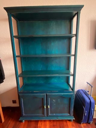 Estantería de madera maciza azul