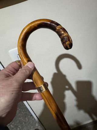 Baston de madera tallado de la guerra civil