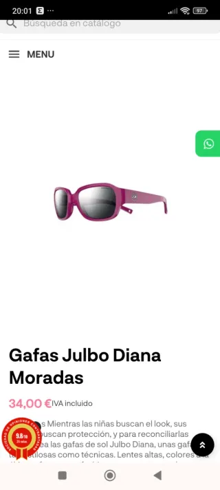 Gafas de sol infantiles 4-8 años Cat 3