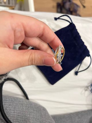 Anillo doble aro Swarovski oro y plata