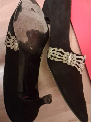 Zapatos Charles Jourdan Ante Negros Joyas
