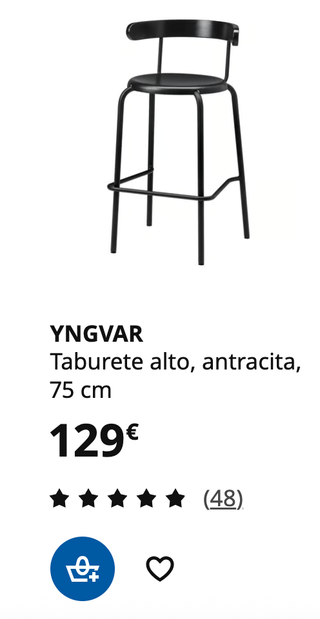 Taburete Alto Ikea Yngvar Negro
