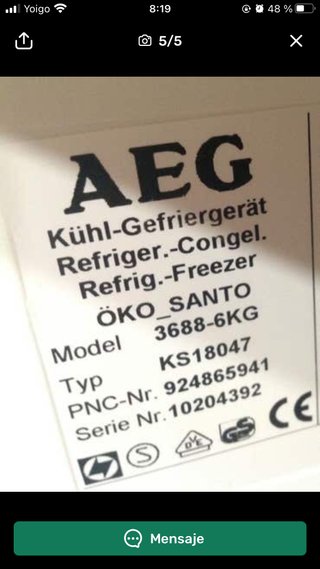Cajón Congelador Frigorífico AEG