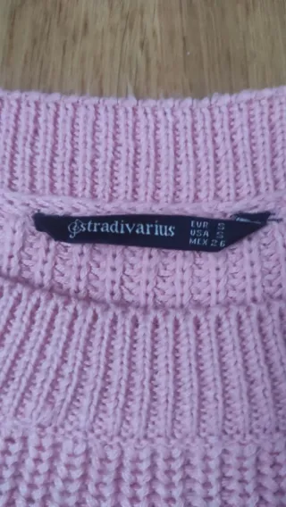 Jersey rosa de punto con manga trenzada