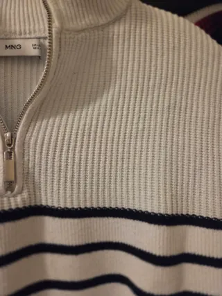 Jersey Mango canalé rayas cuello cremallera