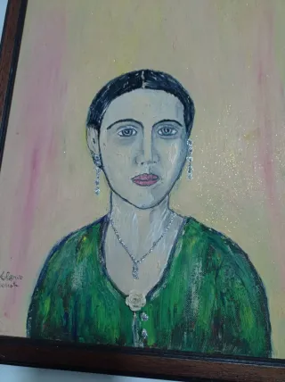 Dipinto Olio su Tela 30x40 Ragazza con Orecchini