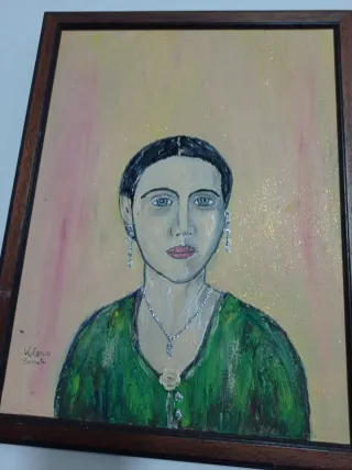 Dipinto Olio su Tela 30x40 Ragazza con Orecchini