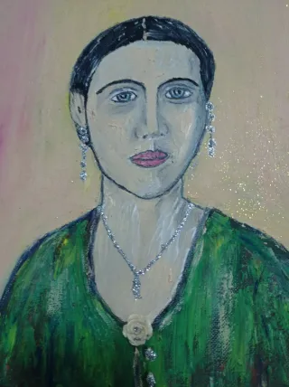 Dipinto Olio su Tela 30x40 Ragazza con Orecchini