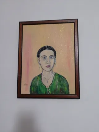 Dipinto Olio su Tela 30x40 Ragazza con Orecchini