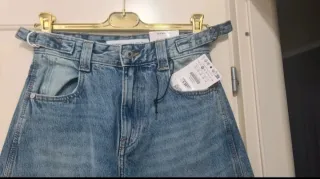 Bershka Jeans Wide Balloon Blu