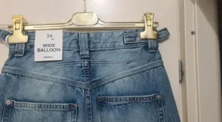 Bershka Jeans Wide Balloon Blu