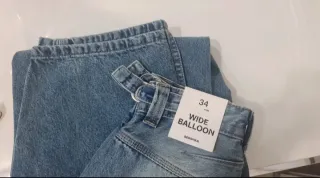 Bershka Jeans Wide Balloon Blu