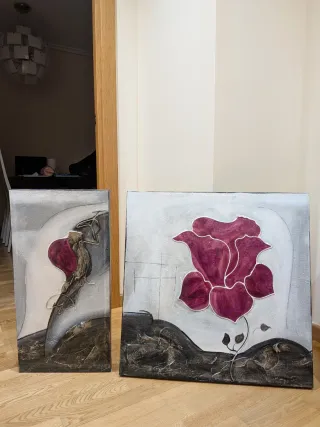 Tres cuadros decorativos florales