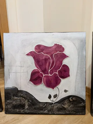 Tres cuadros decorativos florales