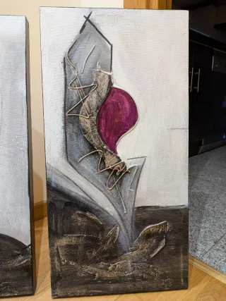 Tres cuadros decorativos florales