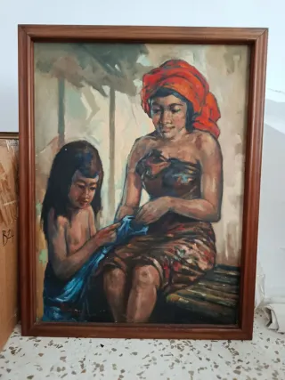 Pintura Mujer y Niña Indonesia/Malasia