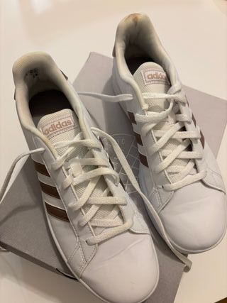 Zapatillas Adidas Mujer Blancas y plateado-rosado