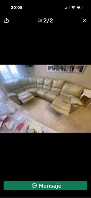 Sofá modular esquinero de piel beige