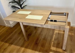 Mesa de comedor extensible madera y cristal