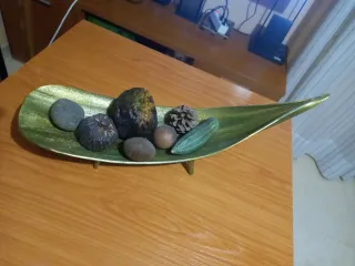 Centro de mesa decorativo hoja dorada