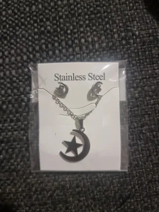 Conjunto Pendientes y Colgante Acero Inoxidable