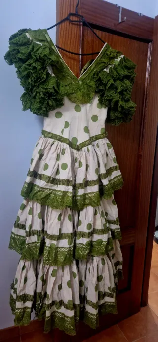 Traje Flamenca Verde T.38/40 Lunares