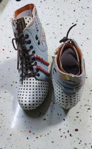 Botines Mujer Azul y Blanco