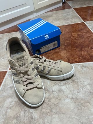 Zapatillas Adidas Campus J Talla 36 Beige/ Marrón