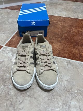 Zapatillas Adidas Campus J Talla 36 Beige/ Marrón
