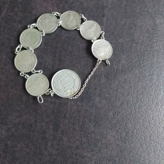 Pulsera monedas plata 1 Franco y 1/2 Franco