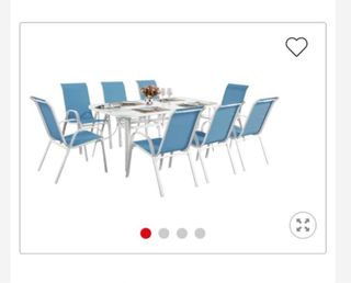 Mesa y 8 Sillas Jardín Azul