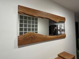 Recibidor, espejo y zapatero madera