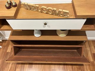 Recibidor, espejo y zapatero madera