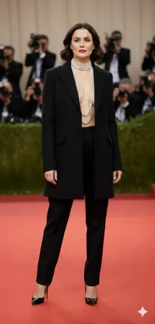 Chaqueta Lana Larga Diseño Asimétrico Negra