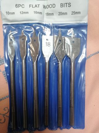 6 Brocas Planas Madera 10-25mm
